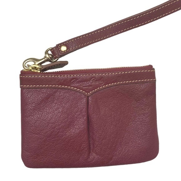 Dooney and Bourke burgandy leather wristlet bag - Picture 1 of 6